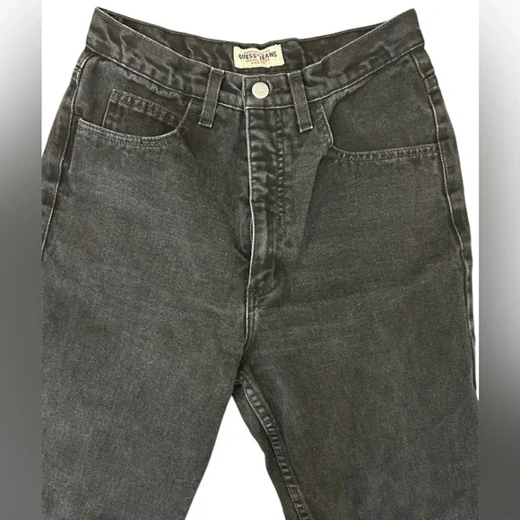 Vintage Guess Jeans Black Denim Relaxed Tapered High Rise - Picture 4 of 5